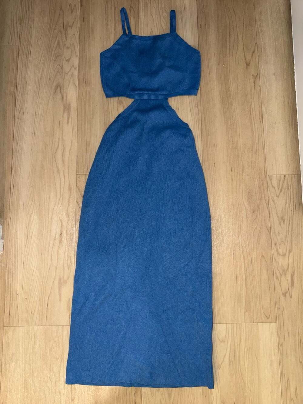 Mable Blue Knit Cutout Midi Dress Size M